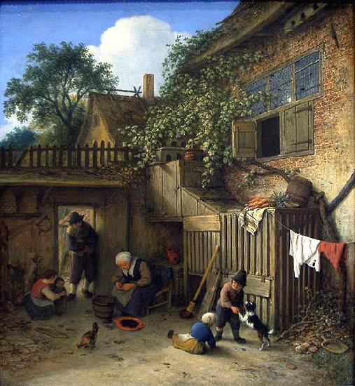 Adriaen van ostade The cottage dooryard. china oil painting image